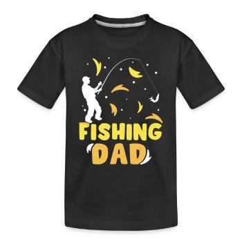 Angeln Papa Angler Fischen Fischer Angel - Kinder Premium Bio T-Shirt - Schwarz - Vorne