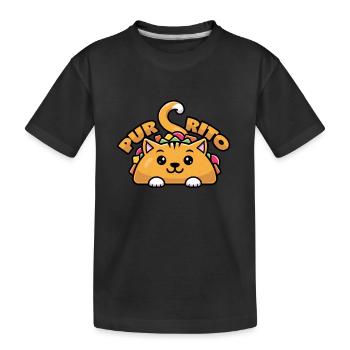 Katzen Burrito Wortwitz - Purrito - Kinder Premium Bio T-Shirt - Schwarz - Vorne