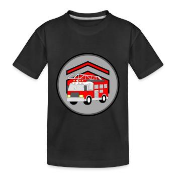 Voiture de pompiers - T-shirt bio Premium Enfant - noir - Devant