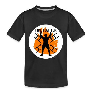 Feuerwehrmann - Kinder Premium Bio T-Shirt - Schwarz - Vorne