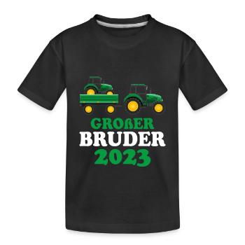 Großer Bruder 2023 Traktor Schwangerschaft - Kinder Premium Bio T-Shirt - Schwarz - Vorne