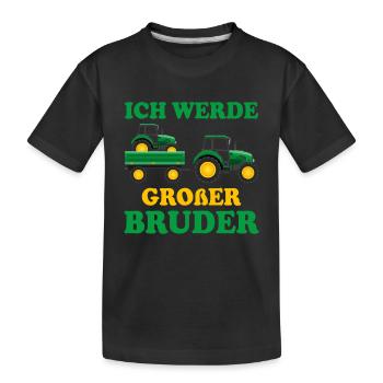 Großer Bruder 2023 Traktor Schwangerschaft - Kinder Premium Bio T-Shirt - Schwarz - Vorne