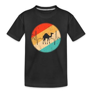 Dromedary Retro Heartbeat - Kids' Premium Organic T-Shirt - black - Front