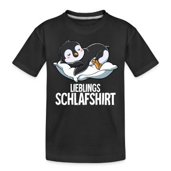 Lieblings Schlafshirt Pinguin - Kinder Premium Bio T-Shirt - Schwarz - Vorne