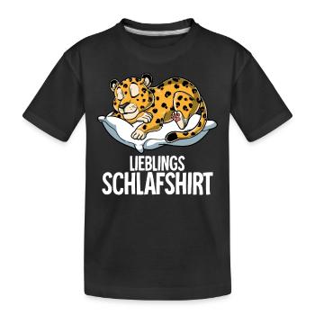 Lieblings Schlafshirt Leopard - Kinder Premium Bio T-Shirt - Schwarz - Vorne