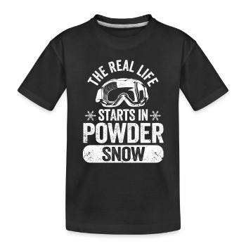Snowboard Snowboarder Real life begins in the - Kids' Premium Organic T-Shirt - black - Front