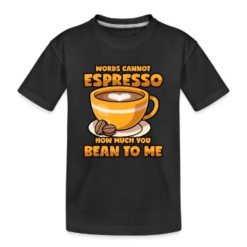 Espresso disant jeu de mots café en grains de café - T-shirt bio Premium Enfant - noir - Devant