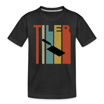 Retro tile trowel design - Kids' Premium Organic T-Shirt - black - Front