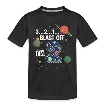 Blast Off J’ai 2 ans, 2ème anniversaire - T-shirt bio Premium Enfant - noir - Devant