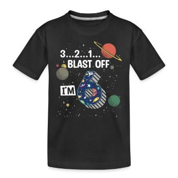 Blast Off J’ai 6 ans, 6ème anniversaire - T-shirt bio Premium Enfant - noir - Devant