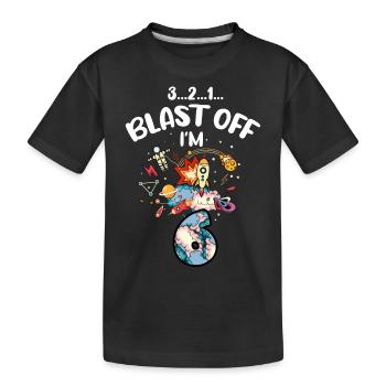 Blast Off J’ai 6 ans, 6ème anniversaire - T-shirt bio Premium Enfant - noir - Devant