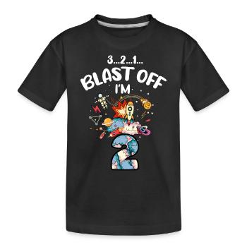 Blast Off J’ai 2 ans, 2ème anniversaire - T-shirt bio Premium Enfant - noir - Devant