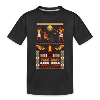 Egypt Hieroglyphs Pyramid Music Rock Guitar - Kids' Premium Organic T-Shirt - black - Front