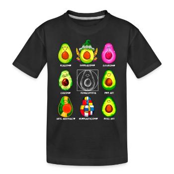 Art History Kawaii Avocados - Kids' Premium Organic T-Shirt - black - Front