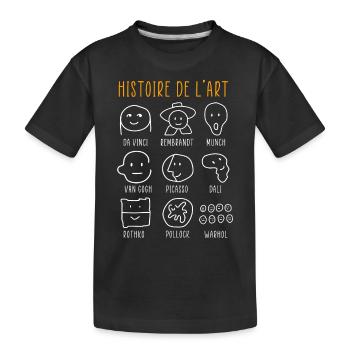 History of Art Famous Classical Painters - Kids' Premium Organic T-Shirt - black - Front