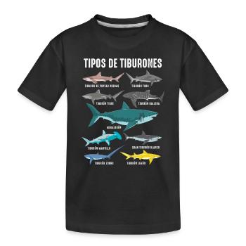 Types of sharks Marine fauna Ocean - Kids' Premium Organic T-Shirt - black - Front