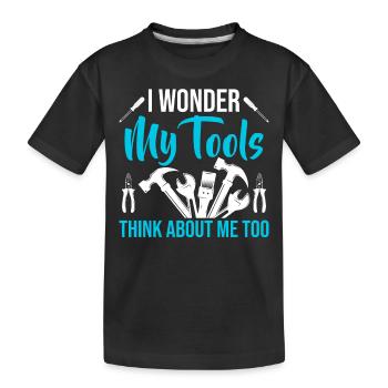 Je me demande si mes outils pensent à moi - T-shirt bio Premium Enfant - noir - Devant