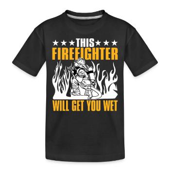 Dieser Feuerwehrmann Wird Sie Nass Machen - Kinder Premium Bio T-Shirt - Schwarz - Vorne