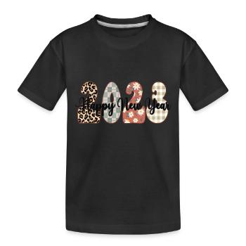 Happy New Year 2023 New Year's Eve Christmas - Kids' Premium Organic T-Shirt - black - Front