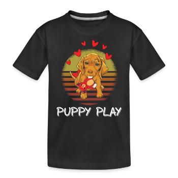 Welpen Spiel - PUPPY PLAY - Hunde - Kinder Premium Bio T-Shirt - Schwarz - Vorne