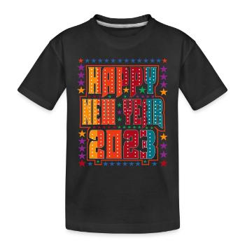 Happy New Year 2023 New Year's Eve Christmas - Kids' Premium Organic T-Shirt - black - Front