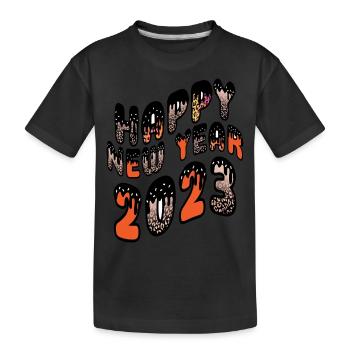 Happy New Year 2023 New Year's Eve Christmas - Kids' Premium Organic T-Shirt - black - Front
