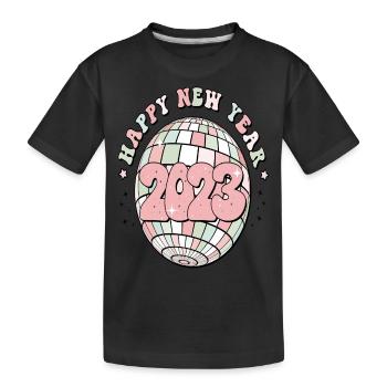 Happy New Year 2023 New Year's Eve Christmas - Kids' Premium Organic T-Shirt - black - Front