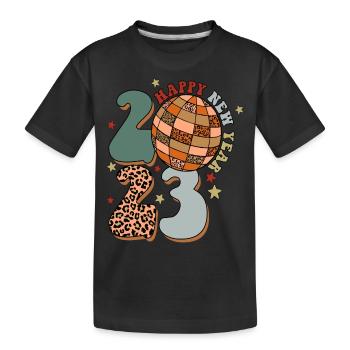 Happy New Year 2023 New Year's Eve Christmas - Kids' Premium Organic T-Shirt - black - Front