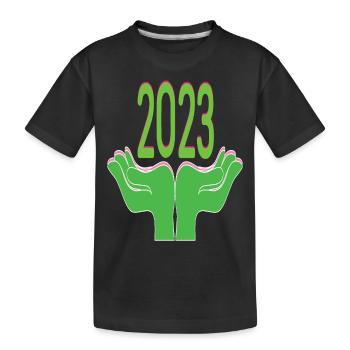 Happy New Year 2023 New Year's Eve Christmas - Kids' Premium Organic T-Shirt - black - Front