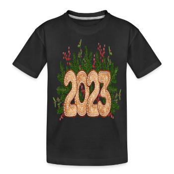 Happy New Year 2023 New Year's Eve Christmas - Kids' Premium Organic T-Shirt - black - Front