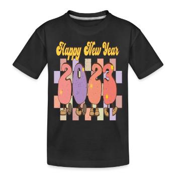 Happy New Year 2023 New Year's Eve Christmas - Kids' Premium Organic T-Shirt - black - Front