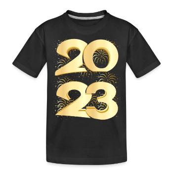 Happy New Year 2023 New Year's Eve Christmas - Kids' Premium Organic T-Shirt - black - Front