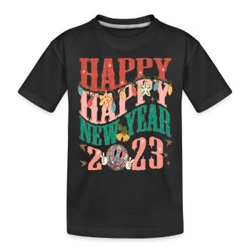 Happy New Year 2023 New Year's Eve Christmas - Kids' Premium Organic T-Shirt - black - Front