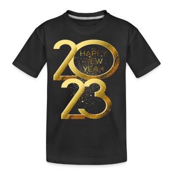 Happy New Year 2023 New Year's Eve Christmas - Kids' Premium Organic T-Shirt - black - Front