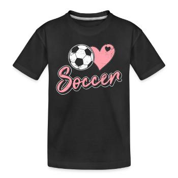 Soccer Lover Heart and Ball Soccer Lover Girls Soc - Kinder Premium Bio T-Shirt - Schwarz - Vorne