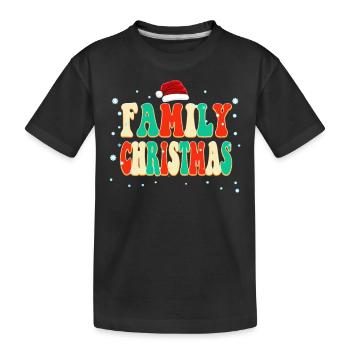 Vintage Color Family Christmas Pajamas - Kids' Premium Organic T-Shirt - black - Front
