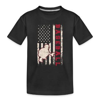 Baseball Catcher USA Flag Patriotic American Flag - Kids' Premium Organic T-Shirt - black - Front