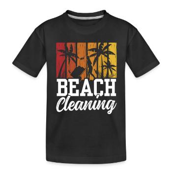 Beach Cleaning Beach Beaches Beach Clean Up - Kids' Premium Organic T-Shirt - black - Front