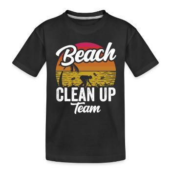 Équipe de nettoyage de plage Nettoyage de plage Plage - T-shirt bio Premium Enfant - noir - Devant