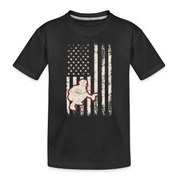 Baseball Catcher USA Flag Patriotic American Flag - Kids' Premium Organic T-Shirt - black - Front
