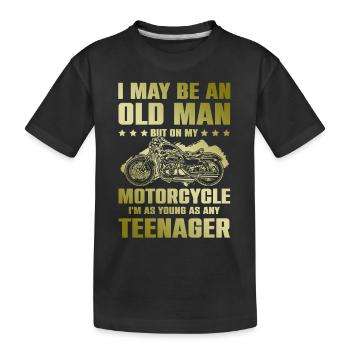 Motorrad alter mann - Kinder Premium Bio T-Shirt - Schwarz - Vorne