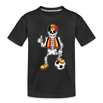 Skeleton Belgien Fan Belgischer Fußball - Kinder Premium Bio T-Shirt - Schwarz - Vorne