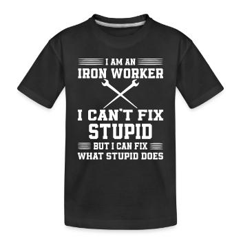 Funny Ironworker Motif - Kids' Premium Organic T-Shirt - black - Front