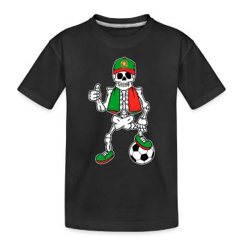 Skeleton Fußballfan Portugal - Kinder Premium Bio T-Shirt - Schwarz - Vorne
