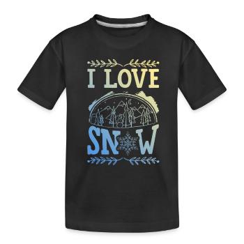 I Love Snow - Kinder Premium Bio T-Shirt - Schwarz - Vorne