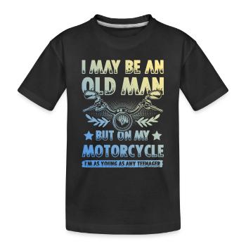 Motorrad alter mann - Kinder Premium Bio T-Shirt - Schwarz - Vorne