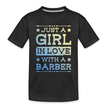 Girl in love with a Barber - Kids' Premium Organic T-Shirt - black - Front