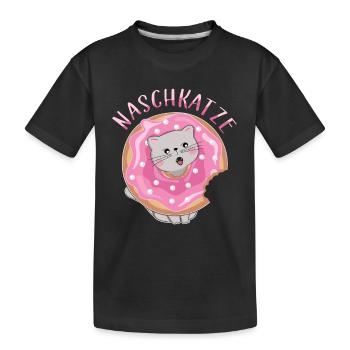 Nascher Leckermaul Schleckermaul Naschkatze - Kinder Premium Bio T-Shirt - Schwarz - Vorne