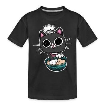 Kitty making Biscuits Cat Black - Kids' Premium Organic T-Shirt - black - Front