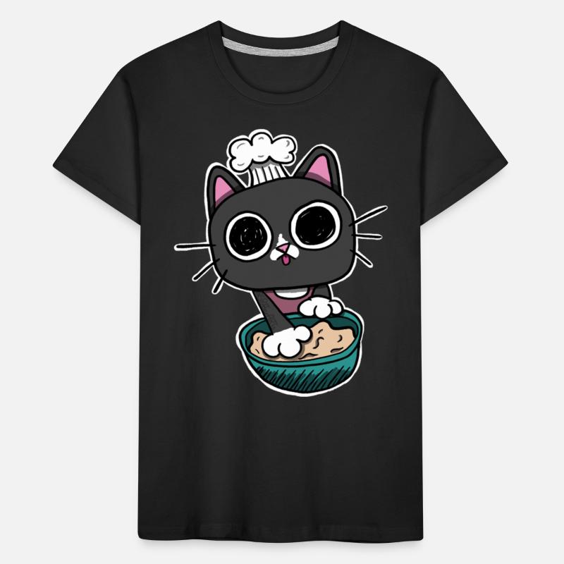Kitty making Biscuits Cat Black Kids' Premium Organic T-Shirt